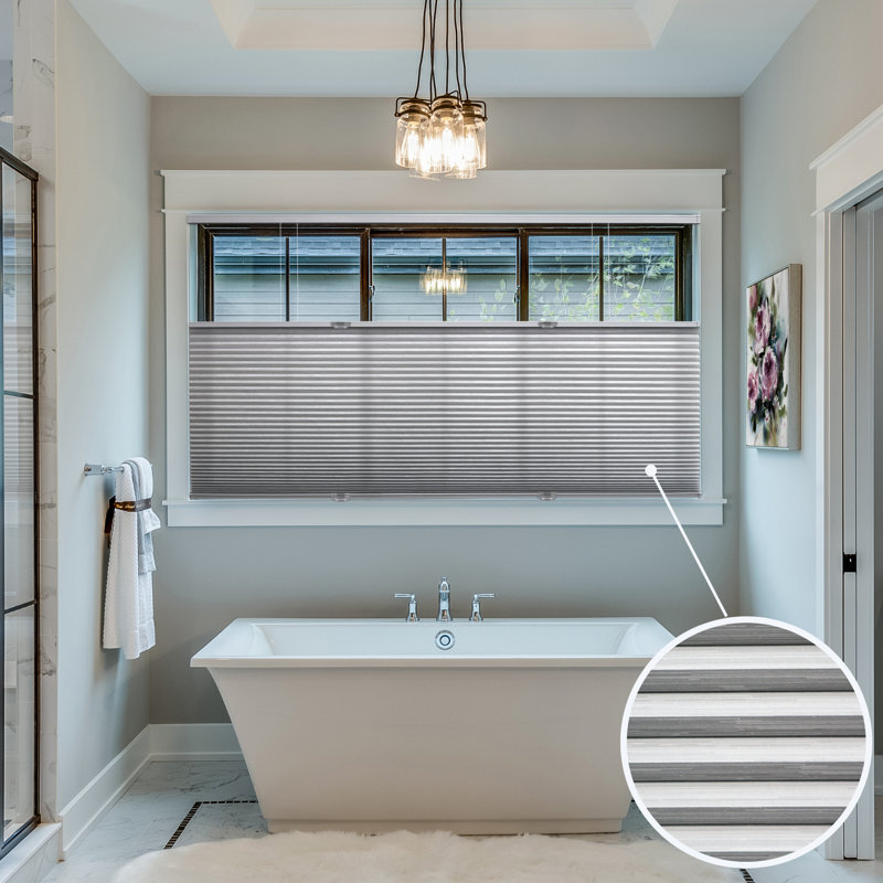 Cordless Top Down Bottom Up Cellular Honeycomb Shade, 9/16" Single Cell, Light Filtering, Gray, 71.5"W x 48"L