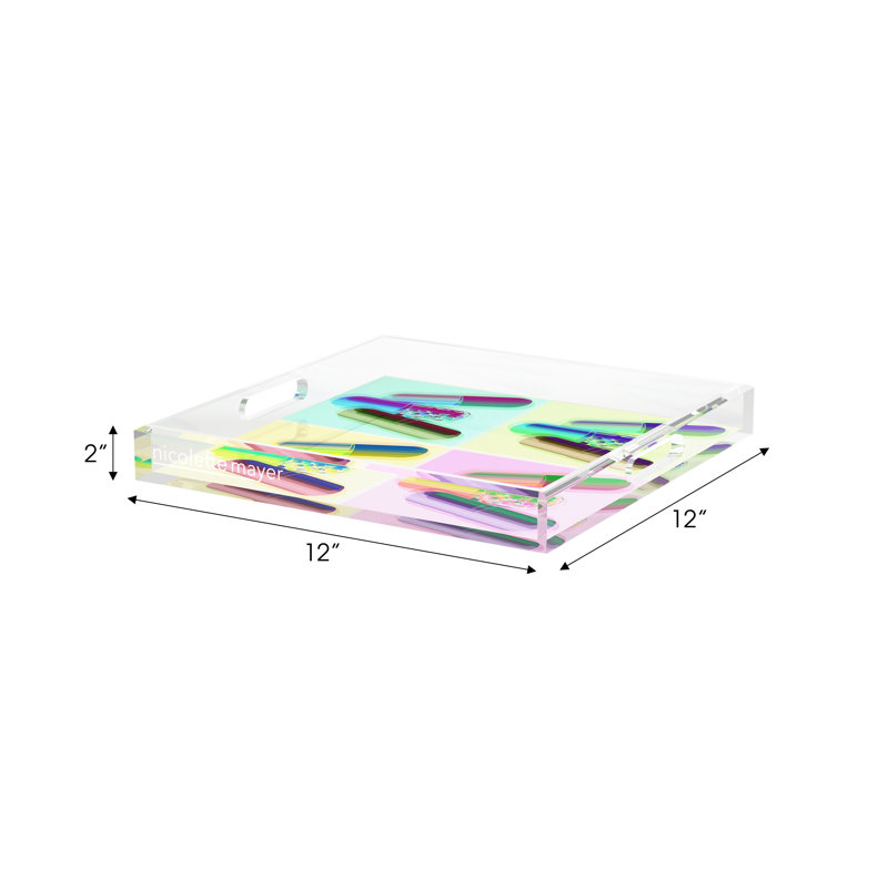Ode to Hurst Psychedelic Acrylic Square Decorative Tray, 12"W x 12"D x 2"H