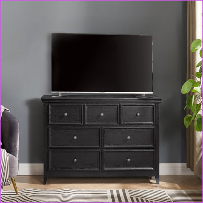 Dresser 7 Drawer Farmhouse Storage Cabinet | Black | Living Room