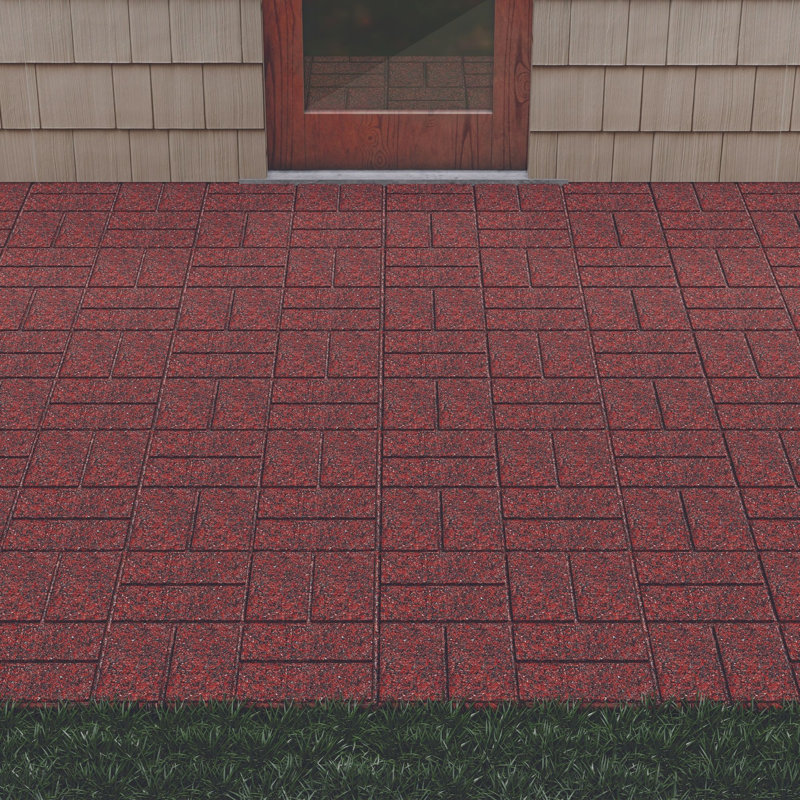 16" Dual-Sided Red and Black Recycled Rubber Patio Pavers