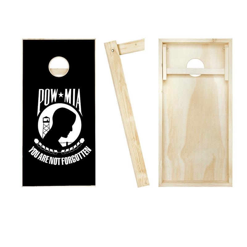 Ensemble de cornhole en bois massif 2 'x 4' avec sacs, Rouge / Orange