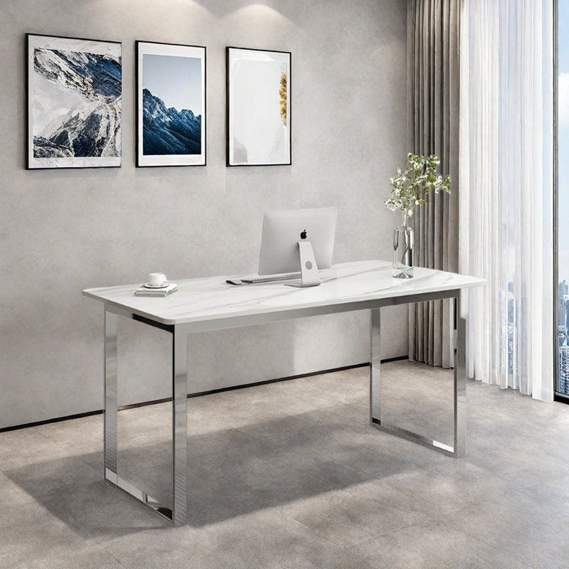 Bureau en acier inoxydable Minimalist, Blanc, H 29,52 po x l 55,11 po x P 31,49 po
