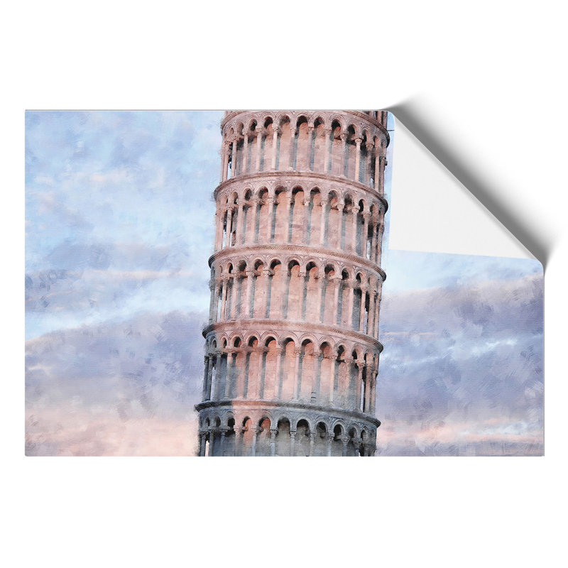Leaning Tower of Pisa Painting - Frameless Print, 21cm H x 30cm W x 0.1cm D
