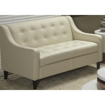 Causeuse à accoudoirs encastrés en cuir véritable 55 po Dann