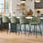 Swivel Bar Stools Set Of 2, Counter Height Bar Stools With Back & Metal Legs-Green-1857470799