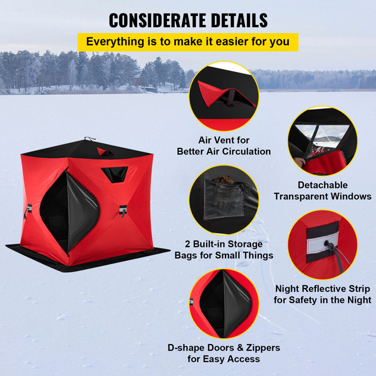 2-person Portable Pop-up Ice Shelter Fishing Tent with Bag - Costway