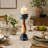Handcrafted Marble & Wood Black Pillar Candleholder-1959597521