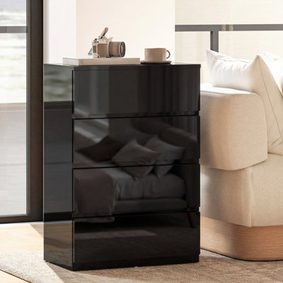 HOMCOM Bedroom Chest of Drawers, 4 Drawers Dresser, Drawer Unit, Black