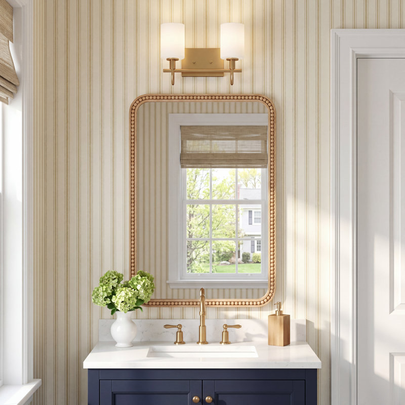 Rowley 13.88" W 2-Light Dimmable Steel Vanity Light, Satin Brass