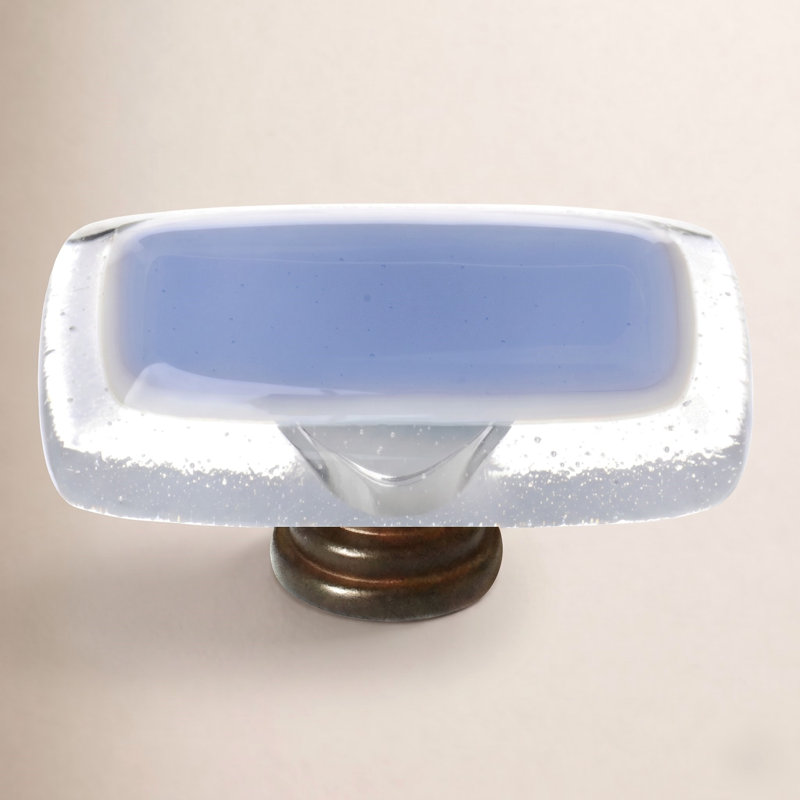 Reflective Rectangular Knob, Oil Rubbed Bronze, Sky Blue
