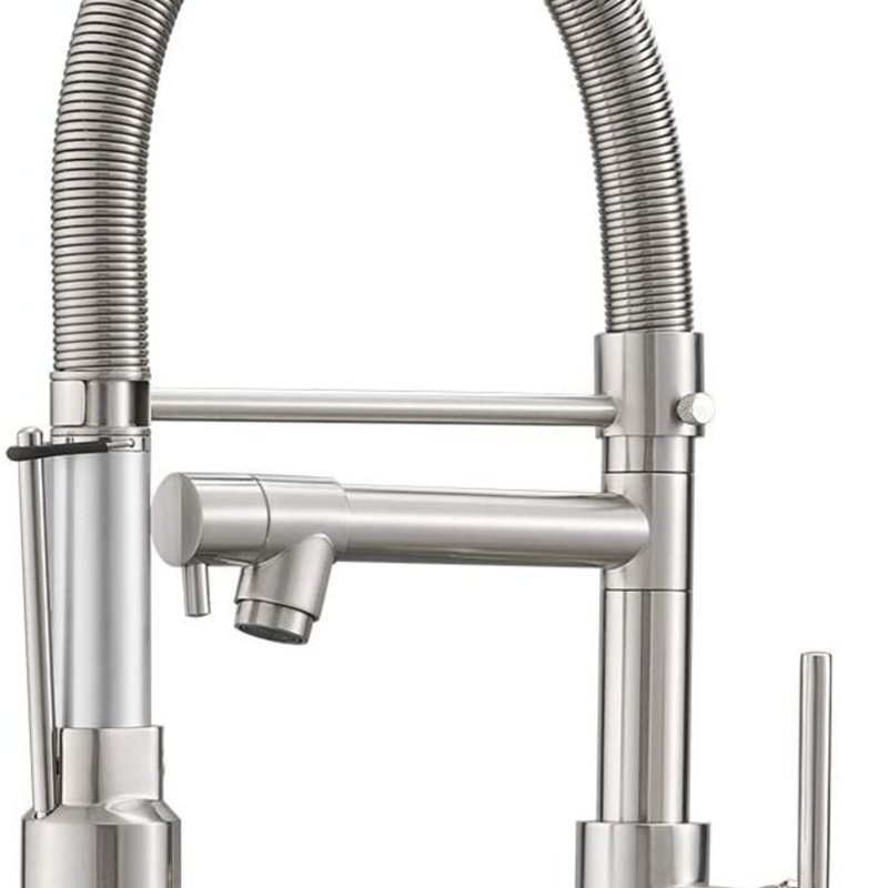 Commercial Style Kitchen Faucet With Pull Down Sprayer, Brushed Nickel Commercial Kitchen Faucet, Spring Kitchen Faucet, Kitchen Sink Faucet
