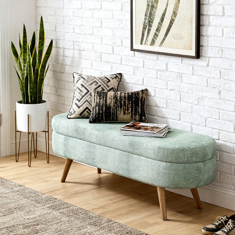 Banc de rangement avec repose-pieds 43 po Soft Boucle, Green 