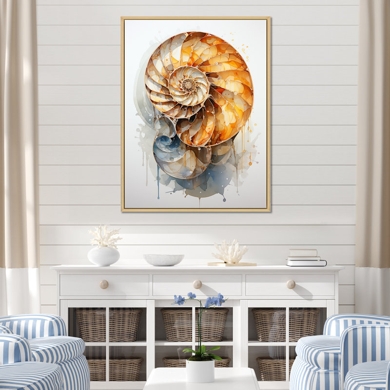 Golden Sea Sheel Spiral I, Cadre naturel flottant, H 40 po x l 30 po x P 1,5 po