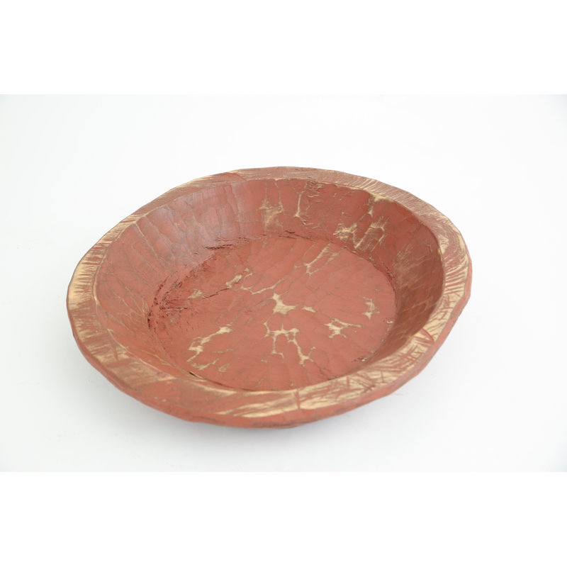 Bol décoratif rond en bois Tuba Rustic, Rouge épice