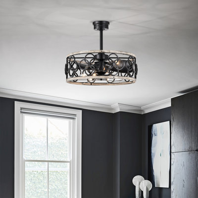Ventilateur de plafond noir mat avec télécommande Luo