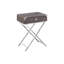Table d'appoint, côté, bout, table de chevet, lampe, tiroir de rangement, salon, chambre à coucher, stratifié brun, métal chromé, contemporain, moderne-1187558510-1187558511