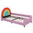 Colorful Velvet Rainbow Twin Upholstered Platform Bed With Rainbow-Shaped Headboard