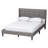 Modern Tufted Upholstered Low-Profile Platform Bed with Wingback Headboard & Linen Blend Fabric   -415576754-415576752