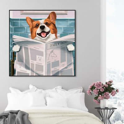 «Animals Occupied Bathroom Corgi Dogs and Puppies», reproduction d'art graphique