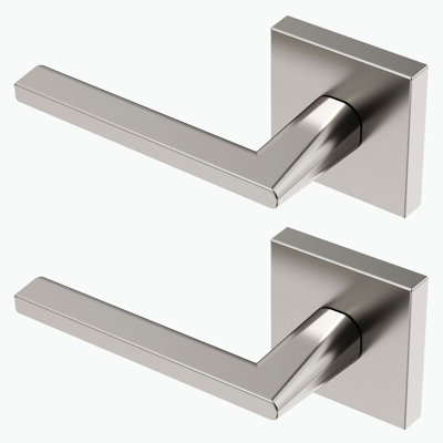 Faux levier de porte simple Quadra de conception moderne dissimulée (pour placard, garde-manger ou couloir) - Style minimaliste élégant en nickel brossé