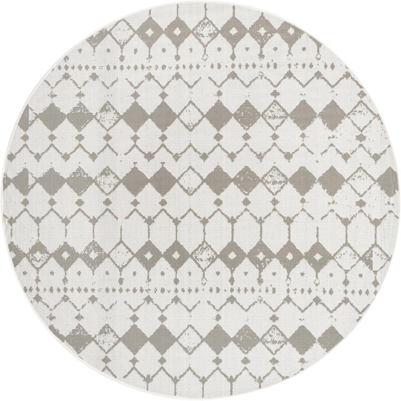 Geometric Indoor / Outdoor Rug, Round 7'