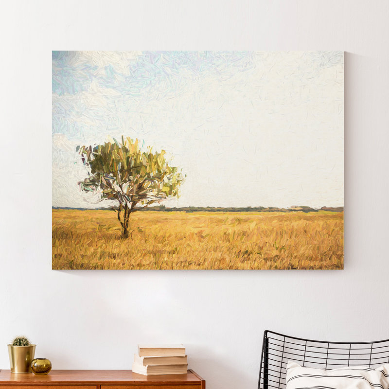 «Lone Tree in Field», reproduction d'art sur toile non encadrée