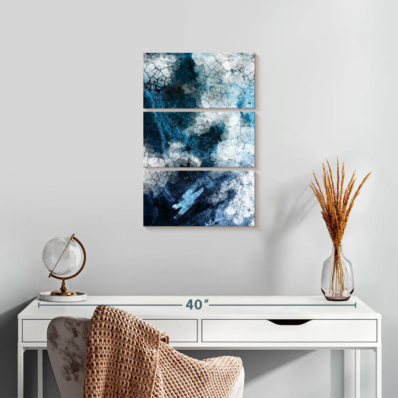 Avery Navy White Abstract, 74" H x 48" W