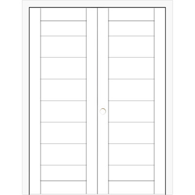 Domino 02 Pre-Hung Soft White Laminated Modern Interior Double Door 64in x 84in Right In-Swing