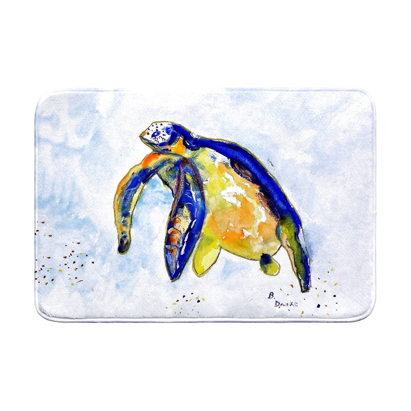 Tapis de bain Blue Sea Turtle - gauche, Simple - L 24 po x l 36 po