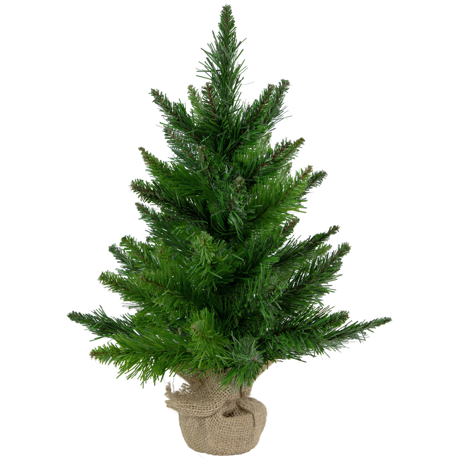 24" Mini Balsam Pine Medium Artificial Christmas Tree in Burlap Base Unlit, 1.5' H