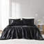 Drap-housse noir luxueux 100% satin, 7 pièces, froissé, doux pour la peau, - 1 plat, 2 ajustés, 4 taies d'oreiller, surface lisse, réduit les bris,
