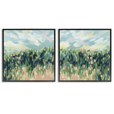 Abstract Tall Wheat Grass Field  2 PC Giclee Art Set by June Erica Vess