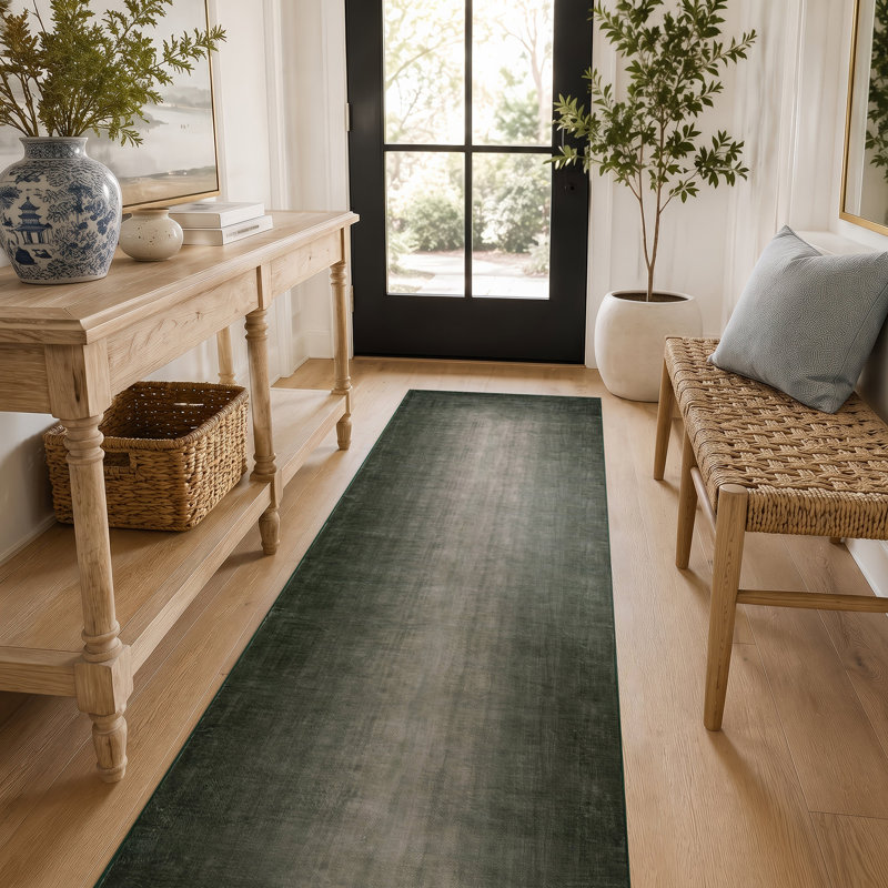 Tapis vert antidérapant et lavable à la machine Vignette Ombre, 2 pi x 6 pi