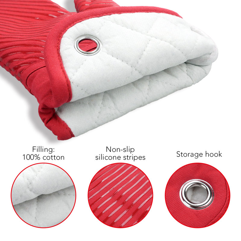 FabStyles Cotton Oven Mitt Set, Red