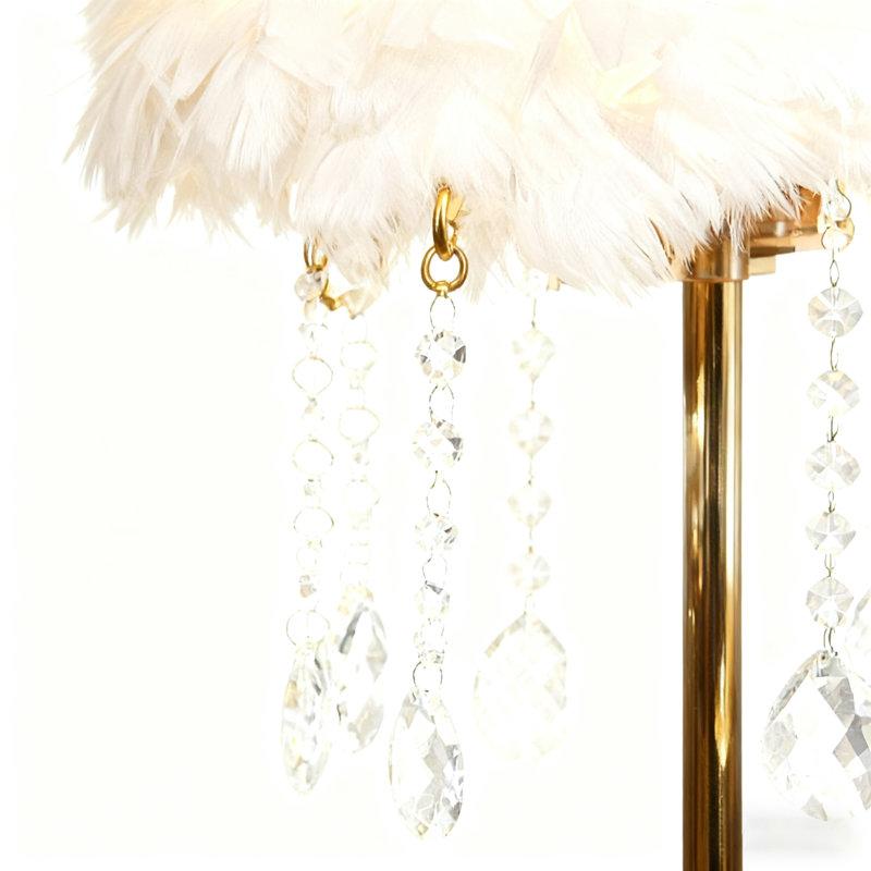 9.8-inch Feather Crystal Table Lamp, White