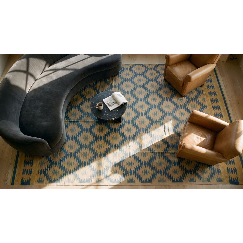 Tapis tribal en coton indien Dhurrie