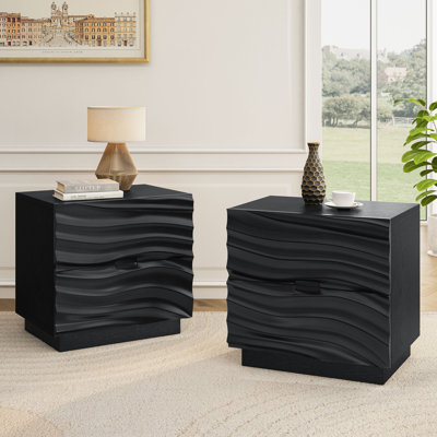 Tables de chevet en bois massif, table de chevet avec 2 tiroirs, sans poignées, table de bout de canapé pour le salon, chambres à coucher