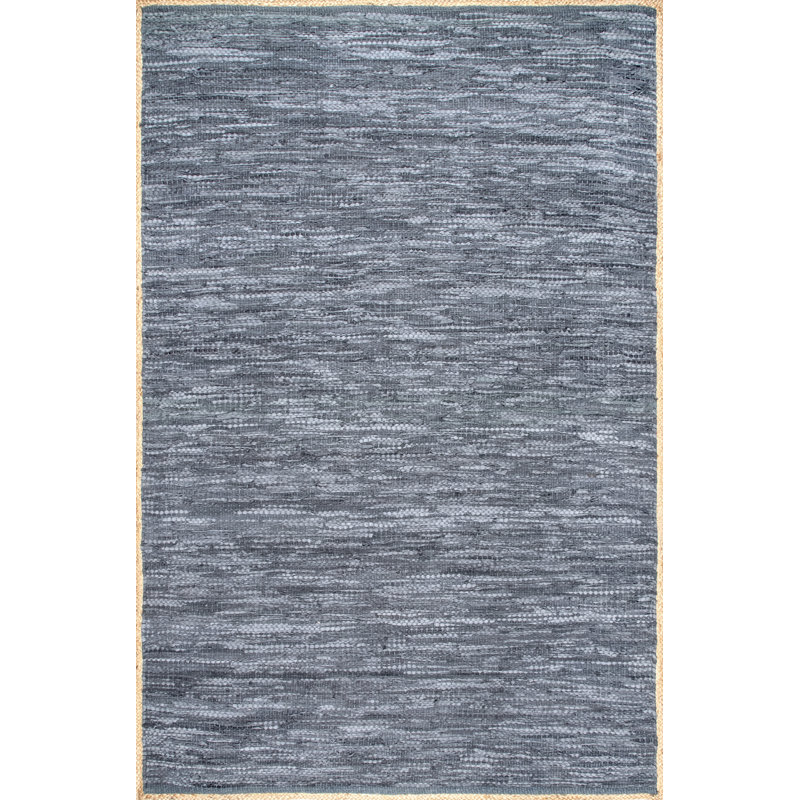 Tapis bleu tissé à plat à la main Faustine, Rectangle 4pi x 6 pi