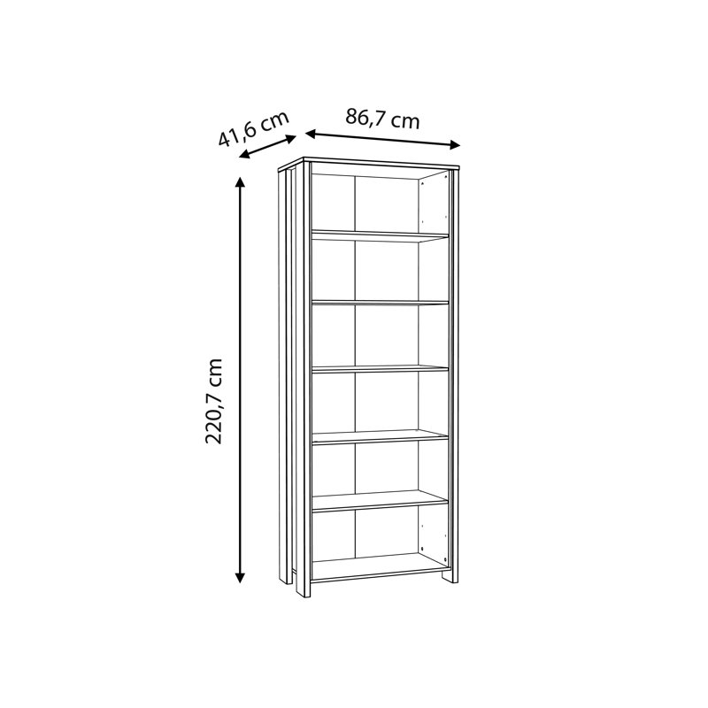 Lanham 220.7cm H Standard Bookcase, Basic, 220.7 cm H x 86.7 cm W x 41.6 cm D