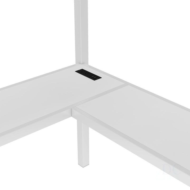 Grand lit mezzanine avec bureau en L et port USB, lit mezzanine en métal avec garde-robe et tablette réglable, lit mezzanine haut avec DEL pour enfants, adolescents, adultes