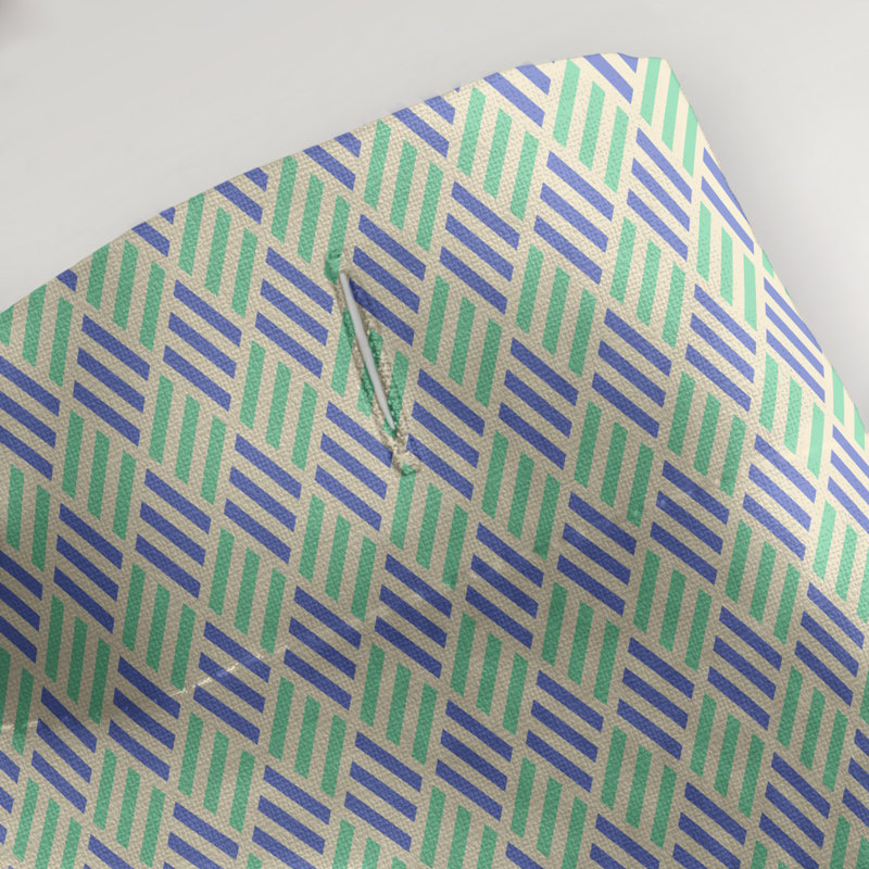 Rideau simple art déco, Yellow/Green/Blue Stripe 1