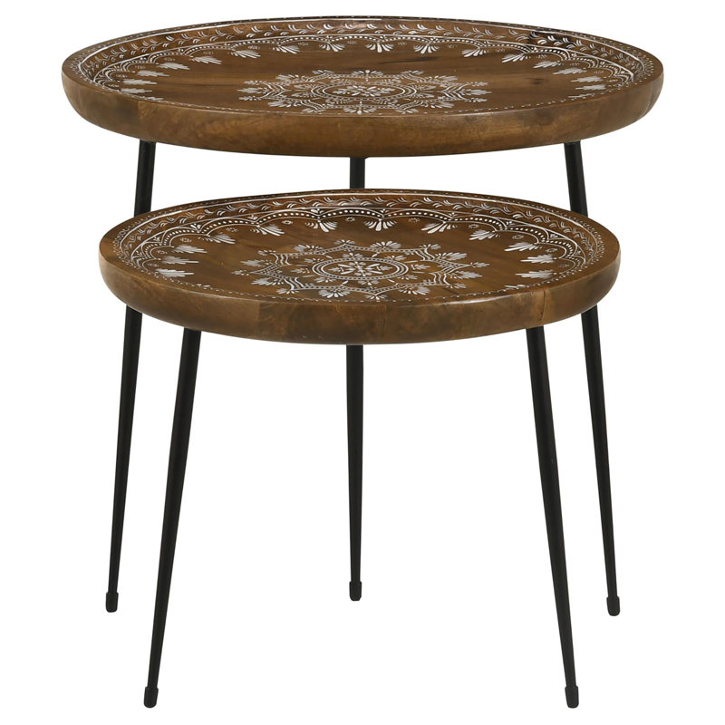 Table gigogne 2 pièces miel et noir
