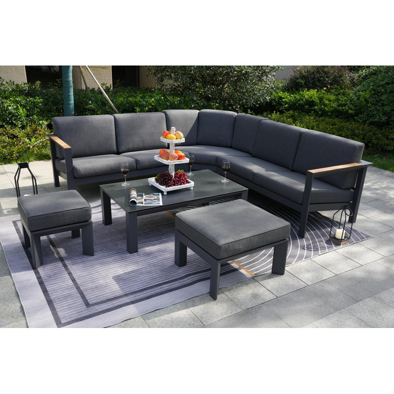 Ensemble de conversation modulaire avec coussins 6 pièces Caggiano