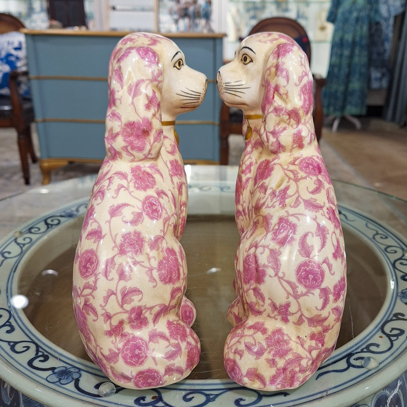 Porcelain Staffordshire Dog Figurines Pair