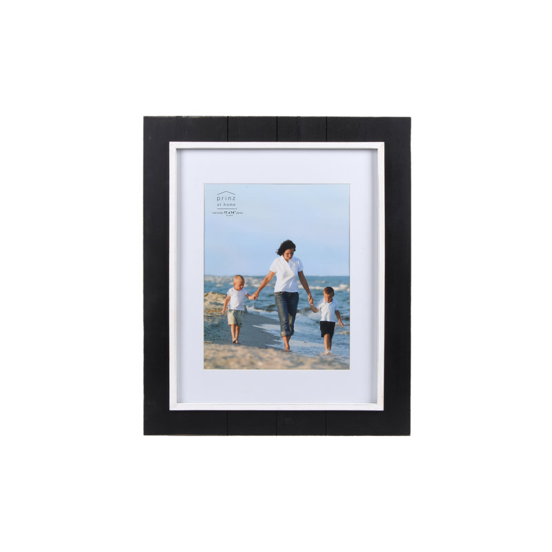Coastal Black Distressed Wood 11x14 Matted Wall Frame