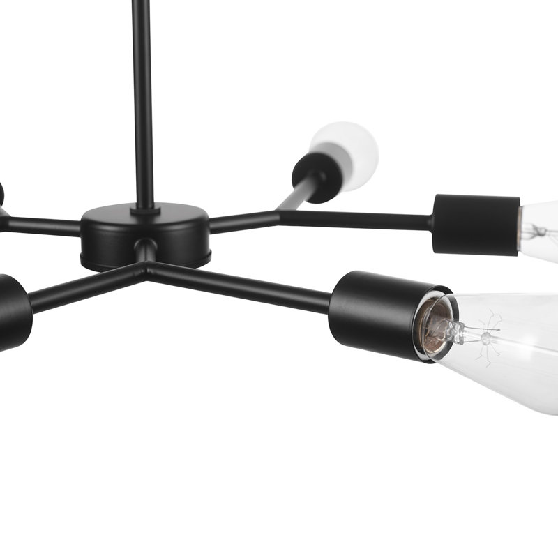 Lustre en laiton mat 6 lumières Jeiner, Noir mat