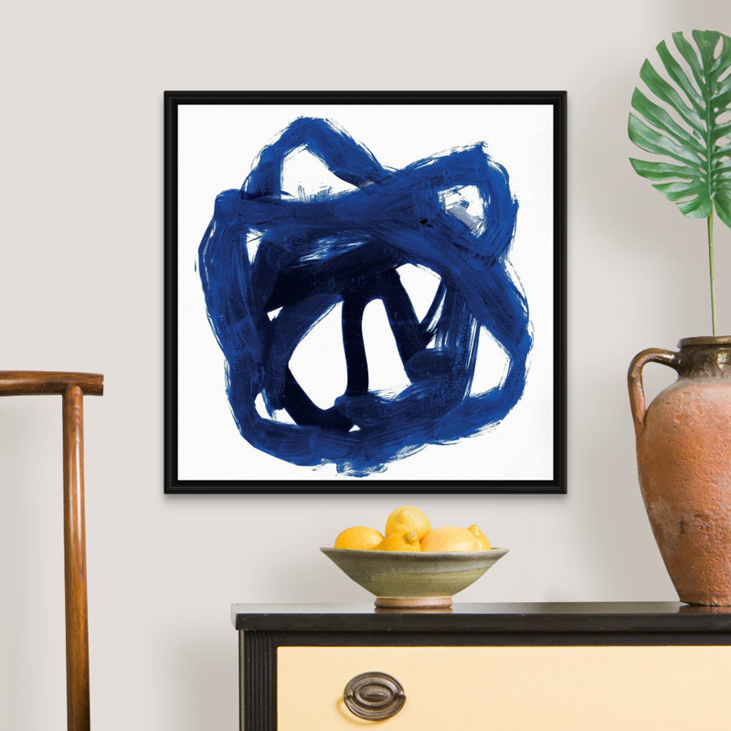 "Eternal Indigo I" par PI studio, reproduction d’art sur toile, Toile avec cadre noir, H 26 po x l 26 po x P 1,75 po