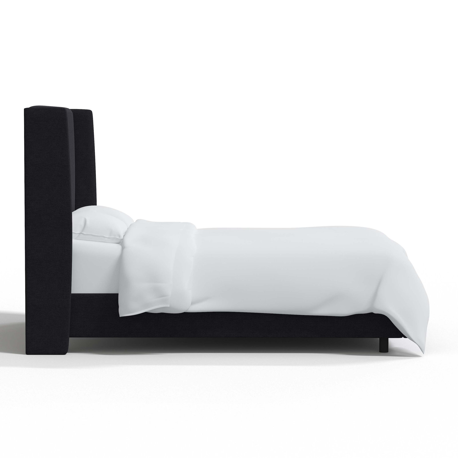 Tilly Linen Upholstered Wingback Bed, Classic Black Linen, Full