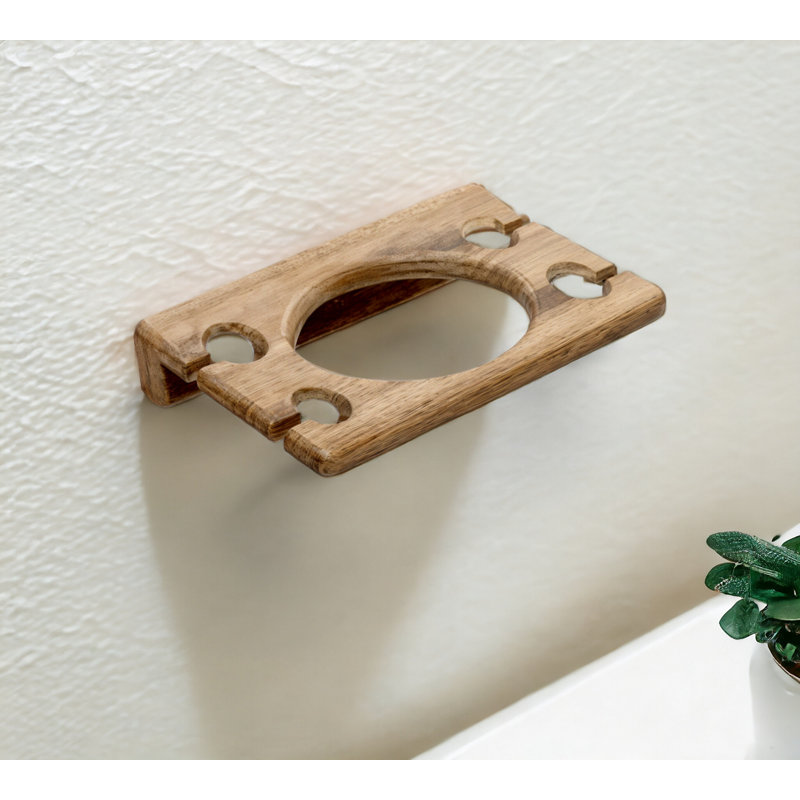 Coyst Traditional Solid Teak Wall Mount Cup and Toothbrush Holder