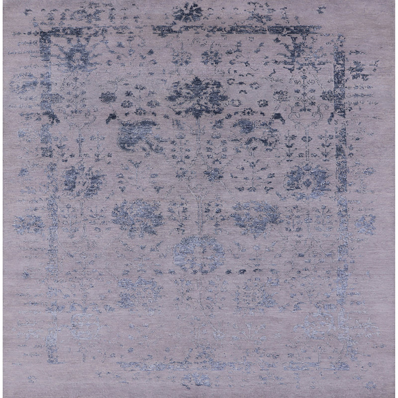 Tapis oriental mauve / gris Sharo, Carré 5 pi